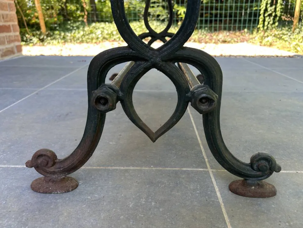 Table de bistro en fonte et marbre d'époque art nouveau