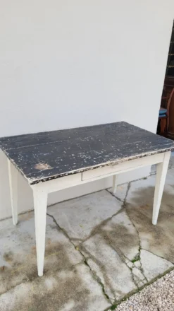 Table de bistrot ancienne patiné un tiroir- 1m20