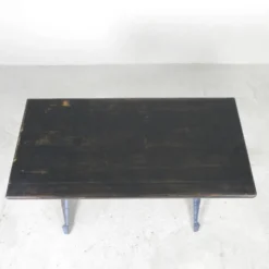 Table de bistrot Art déco avec structure en fonte et plateau en pin, années 1930