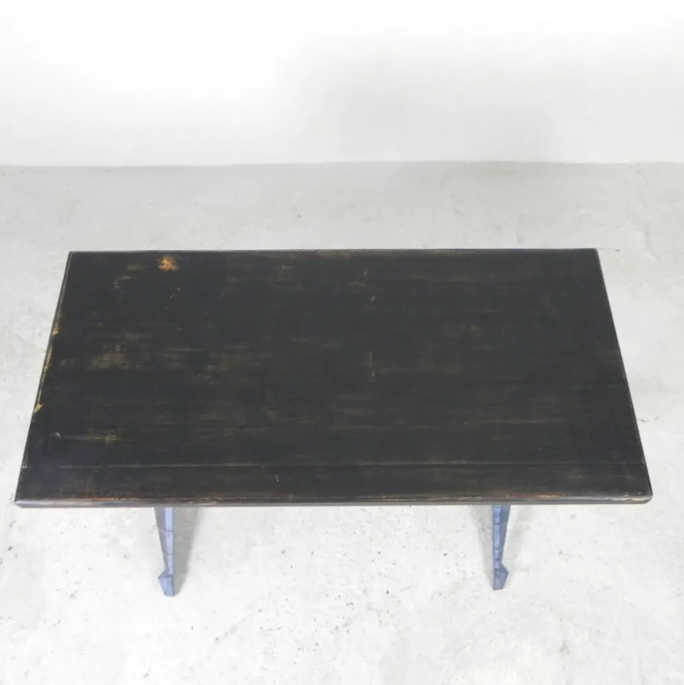 Table de bistrot Art déco avec structure en fonte et plateau en pin, années 1930