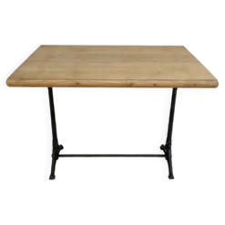 table de bistrot avec pieds en fonte signés Lelong, début XXème