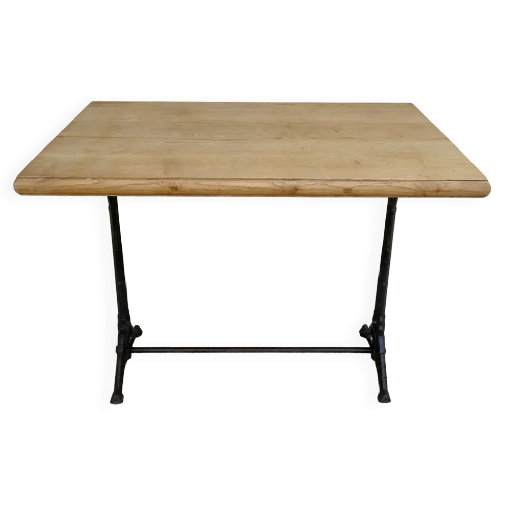 table de bistrot avec pieds en fonte signés Lelong, début XXème
