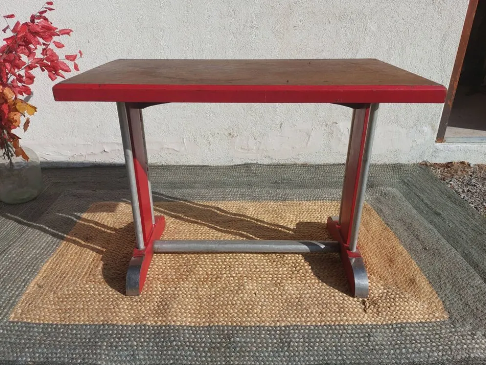 table de bistrot, bois et aluminium