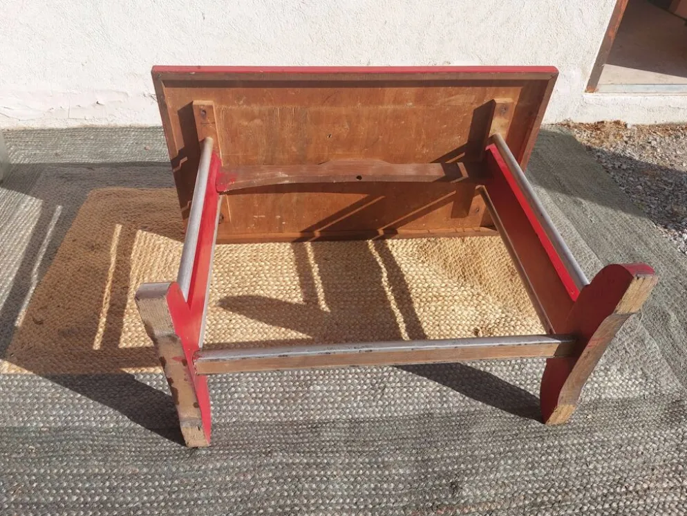 table de bistrot, bois et aluminium