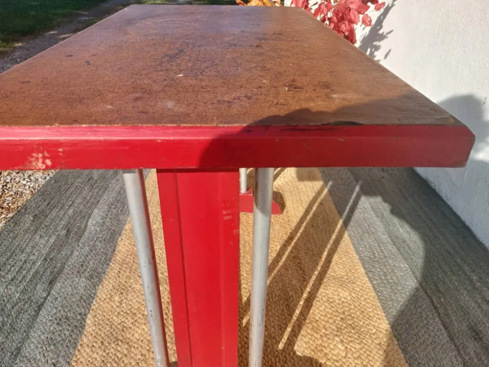 table de bistrot, bois et aluminium
