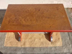 table de bistrot, bois et aluminium