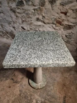 Table de bistrot de jardin industrielle avec plateau en terrazzo, France, milieu du XXe siècle
