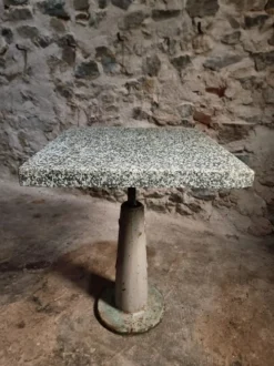 Table de bistrot de jardin industrielle avec plateau en terrazzo, France, milieu du XXe siècle