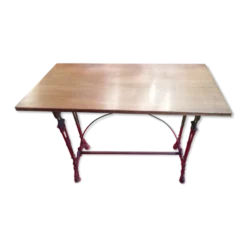 Table de bistrot dessus bois pieds fonte