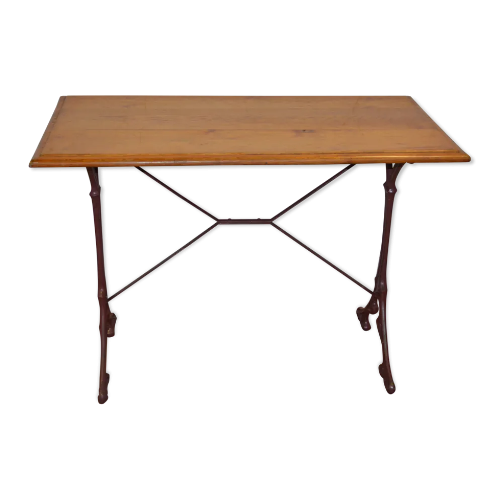 Table de bistrot en chêne et fonte