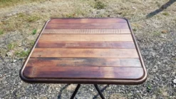 Table de bistrot en teck et fer forgé