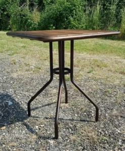 Table de bistrot en teck et fer forgé