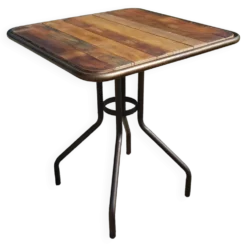 Table de bistrot en teck et fer forgé