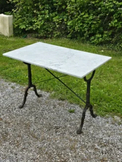 Table de bistrot Godin en fonte et marbre blanc