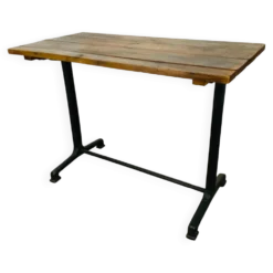 Table de bistrot pied fonte plateau bois