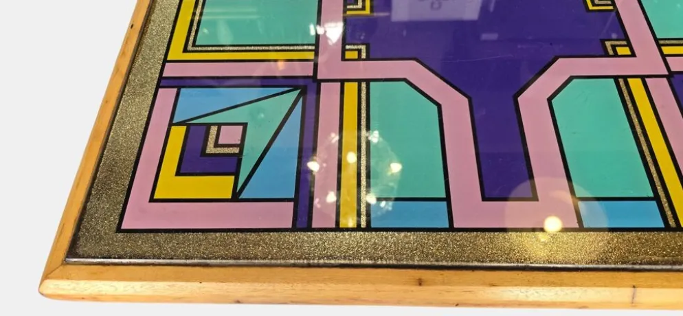 Table de bistrot à plateau peint à la main par Bing, Cannes, années 1990