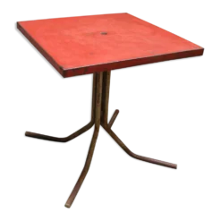 Table de bistrot, restaurant carré en métal année 1950,1960