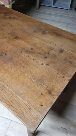 Table de bistrot restaurant en chêne massif ancienne, 1900s -1m53