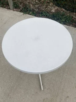 Table de bistrot ronde bois et acier blanc pied central tulipe 60cm