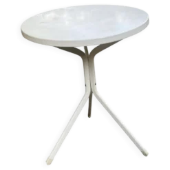 Table de bistrot ronde tripode blanche en acier 60cm