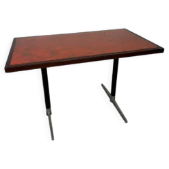 Table de bistrot vintage céramique rouge orangé