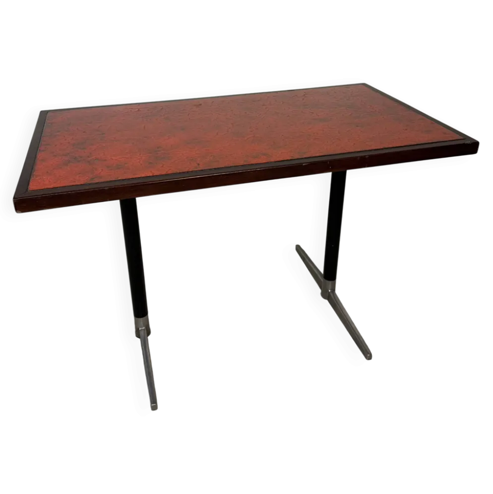 Table de bistrot vintage céramique rouge orangé