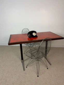 Table de bistrot vintage céramique rouge orangé