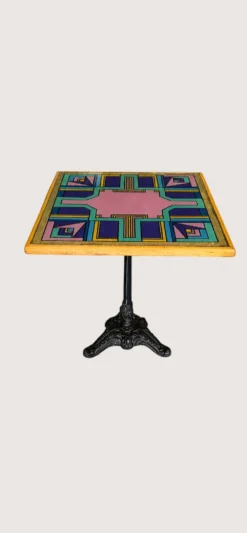 Table de bistrot vintage peint à la main par Bing, Cannes, années 1990