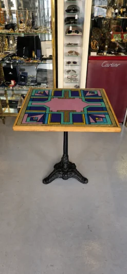 Table de bistrot vintage peint à la main par Bing, Cannes, années 1990