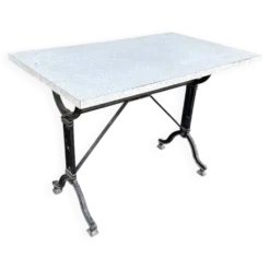 Table de bistrot vintage plateau moucheté