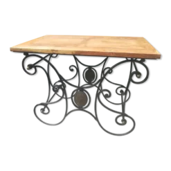Table de boucher en fer forgé et bronze