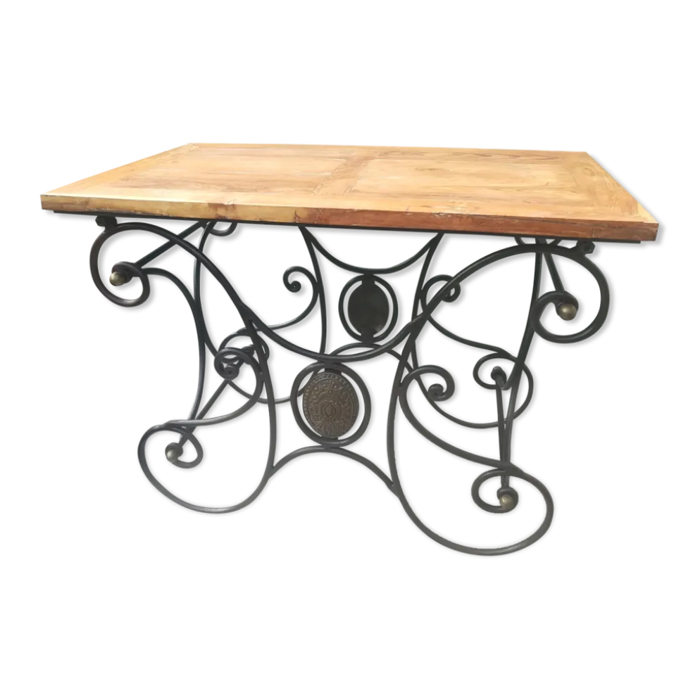 Table de boucher en fer forgé et bronze