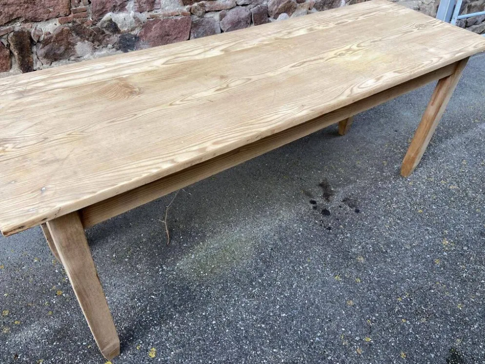 Table de café, bistrot alsacienne en sapin naturel brut, 1930