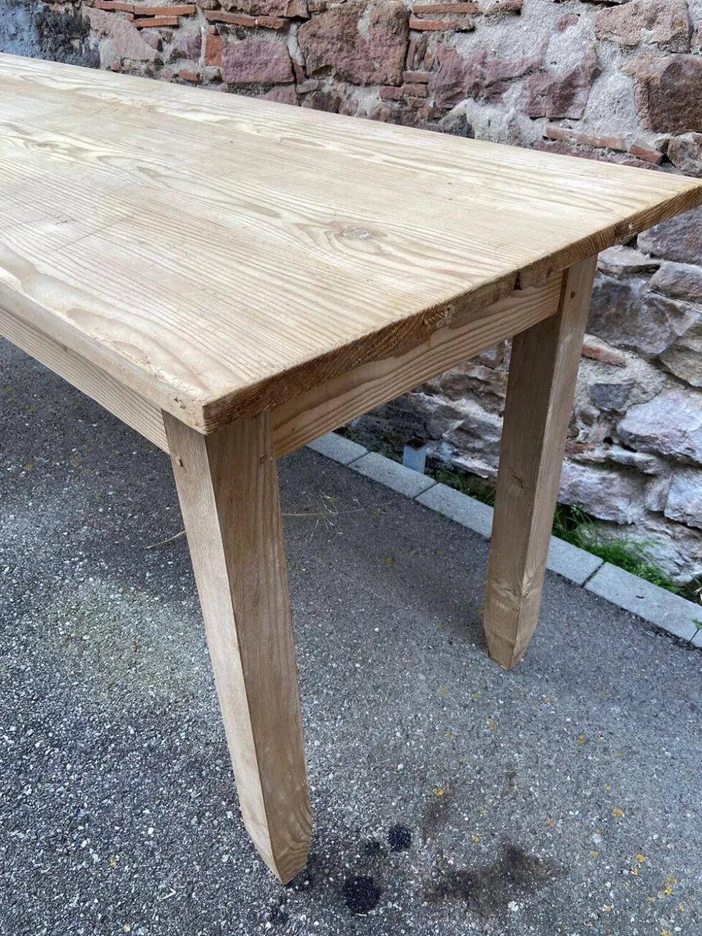 Table de café, bistrot alsacienne en sapin naturel brut, 1930
