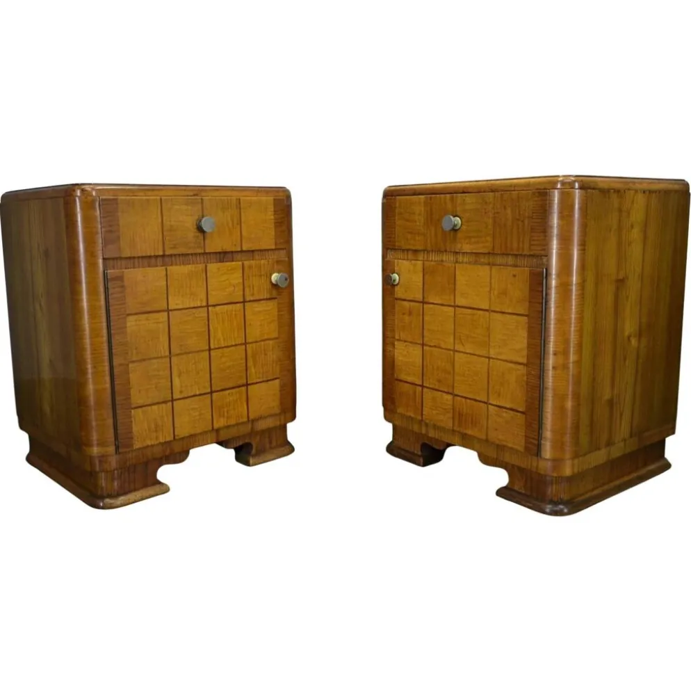 Table de chevet Art Déco des années 1940, Tchécoslovaquie