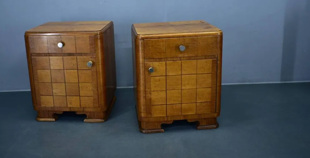 Table de chevet Art Déco des années 1940, Tchécoslovaquie