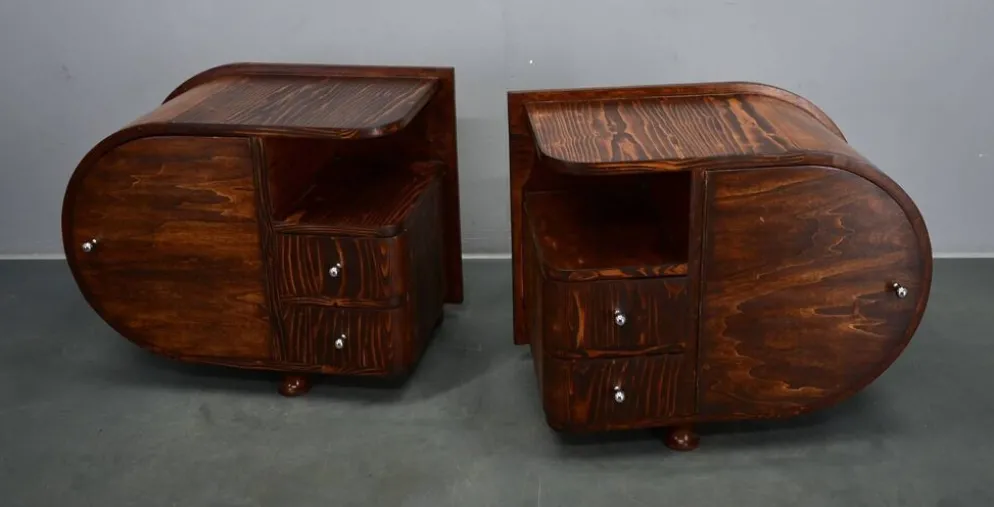Table de chevet Art Déco rare des années 1935, Tchécoslovaquie