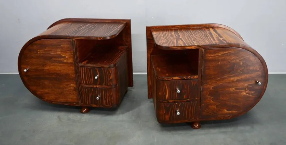 Table de chevet Art Déco rare des années 1935, Tchécoslovaquie