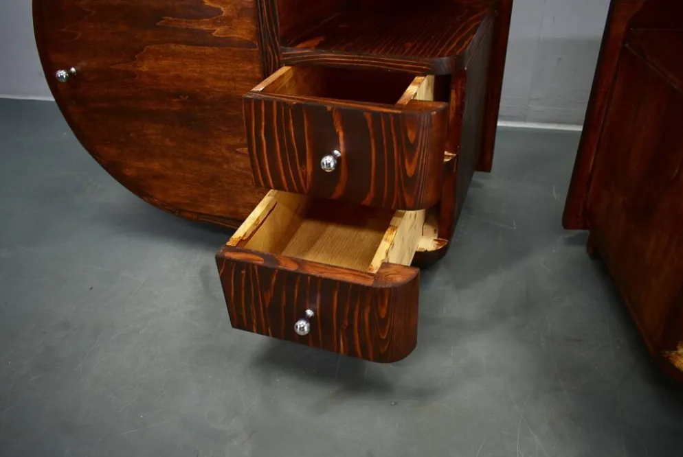 Table de chevet Art Déco rare des années 1935, Tchécoslovaquie
