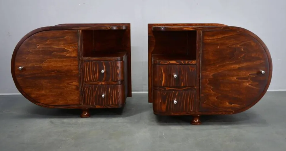 Table de chevet Art Déco rare des années 1935, Tchécoslovaquie