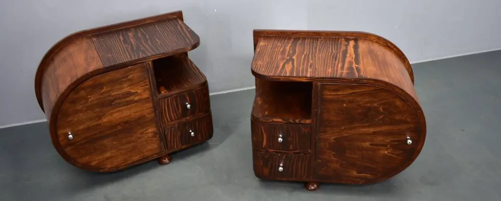 Table de chevet Art Déco rare des années 1935, Tchécoslovaquie