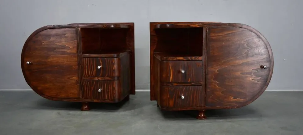 Table de chevet Art Déco rare des années 1935, Tchécoslovaquie