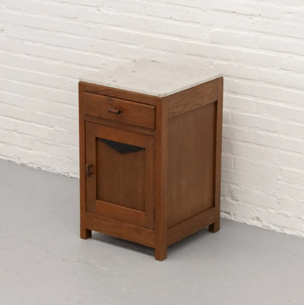 Table de chevet en marbre Art Déco néerlandais des années 1920