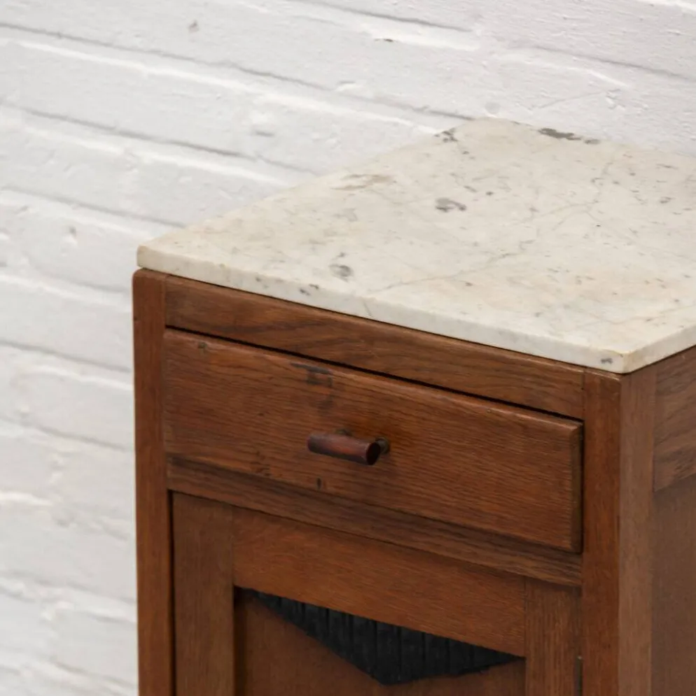 Table de chevet en marbre Art Déco néerlandais des années 1920