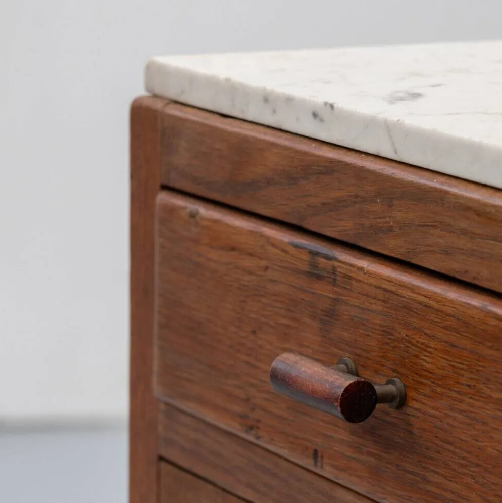 Table de chevet en marbre Art Déco néerlandais des années 1920