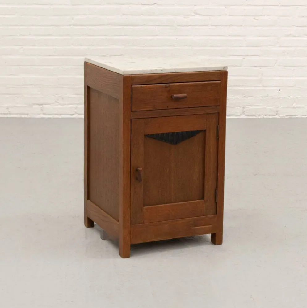 Table de chevet en marbre Art Déco néerlandais des années 1920