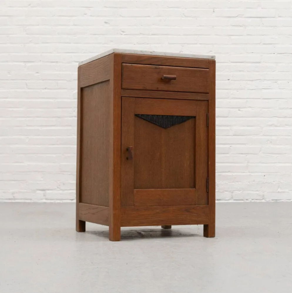 Table de chevet en marbre Art Déco néerlandais des années 1920