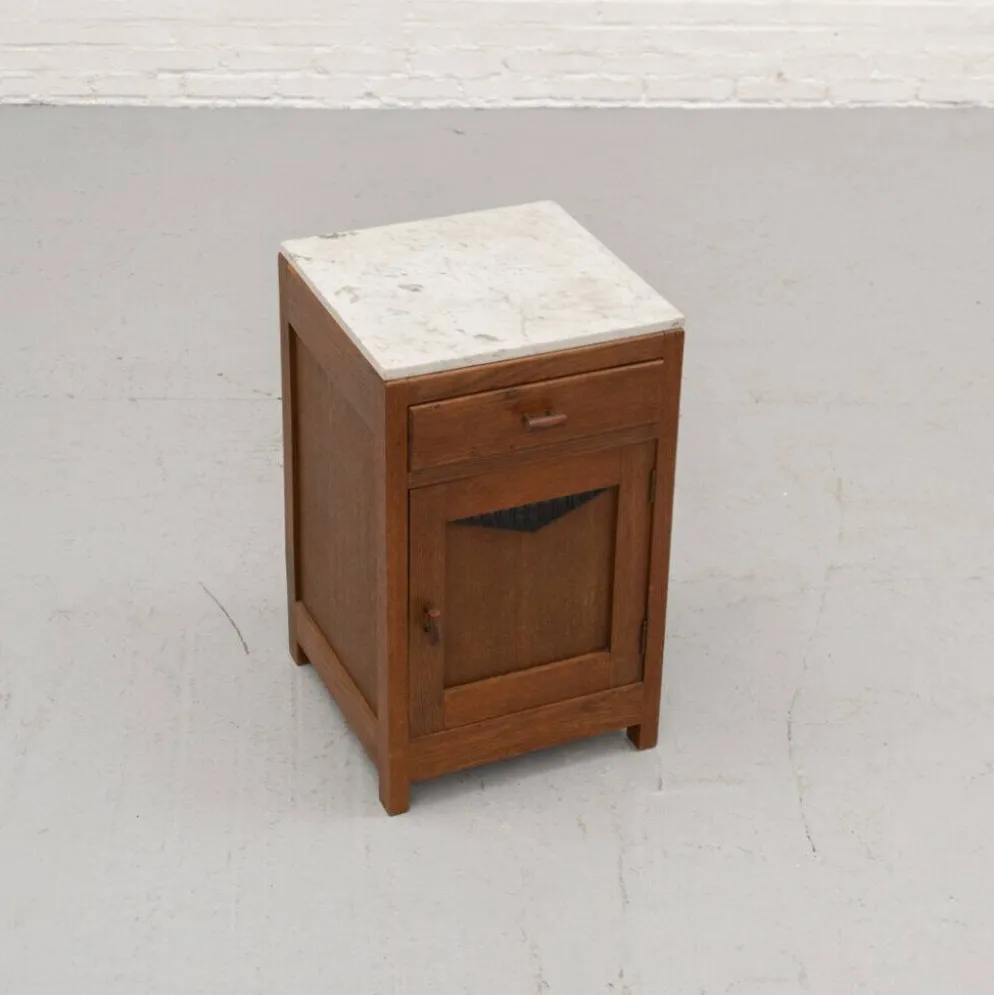 Table de chevet en marbre Art Déco néerlandais des années 1920