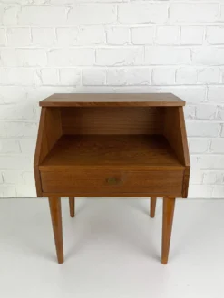 Table de chevet en teck avec étagère et tiroir, Danemark 1960