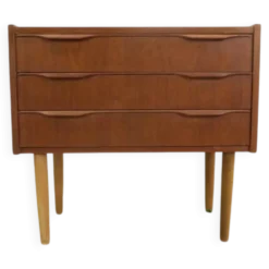 Table de chevet en teck avec trois tiroirs, années 1960